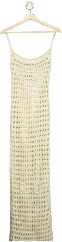 Pretty Little Thing Cream Crochet Maxi Dress UK S