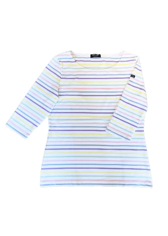 GARDE COTE MULTI - Multicolor Nautical Striped Sport Top With UV Protection | Women Fit (WHITE / LILAC)