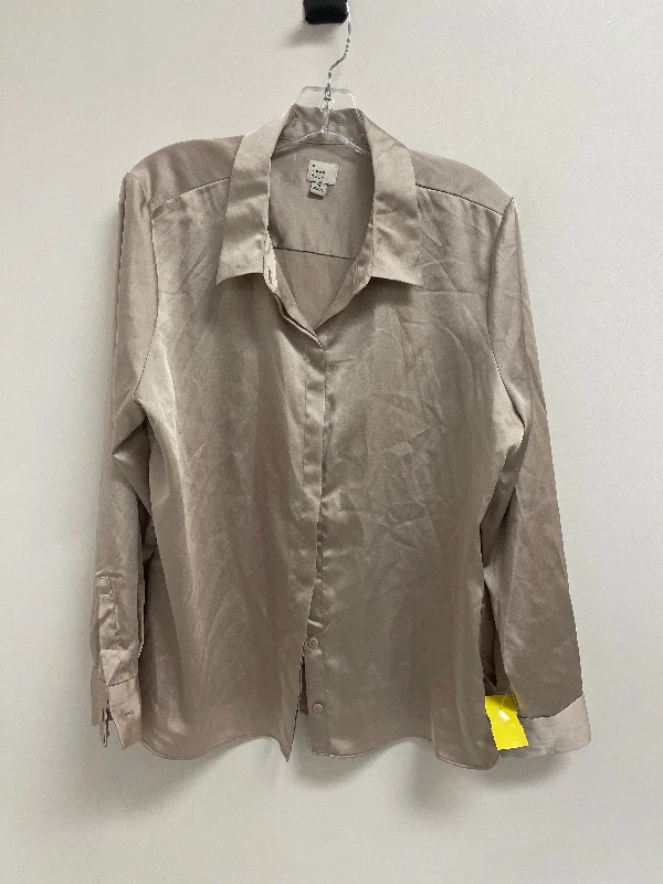 Blouse Long Sleeve By A New Day In Taupe, Size: Xl