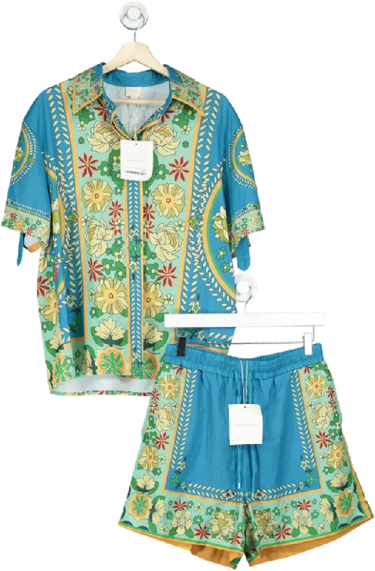 Purple Queen Blue Floral Short Sleeve Shirt and Shorts Co-ord Set TU