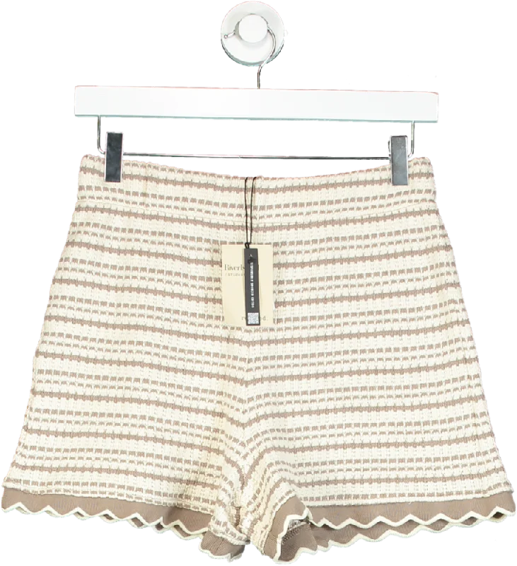 River Island Beige Textured High-Waisted Relaxed Shorts UK XS