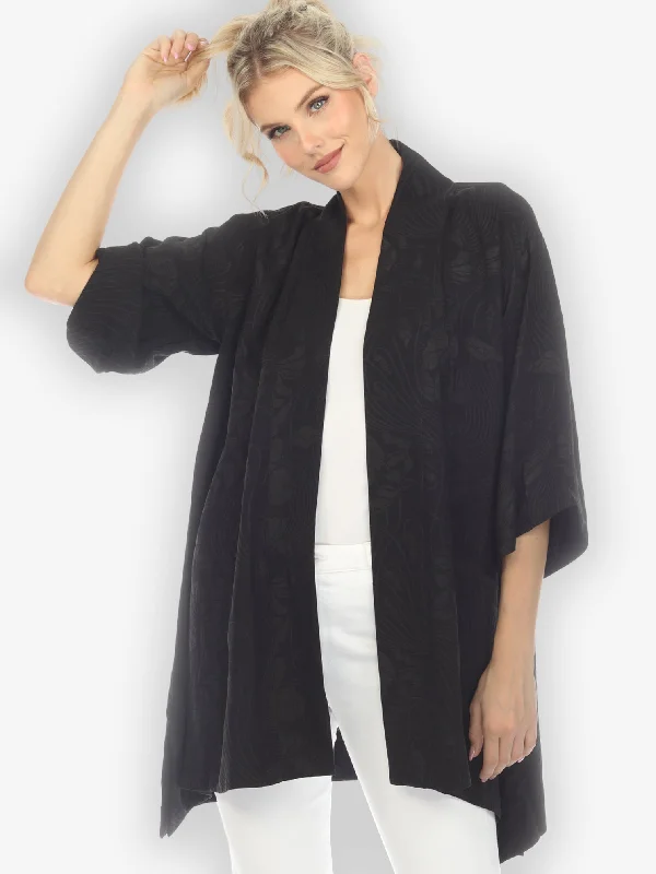 Solid Black Silk Kimono Top