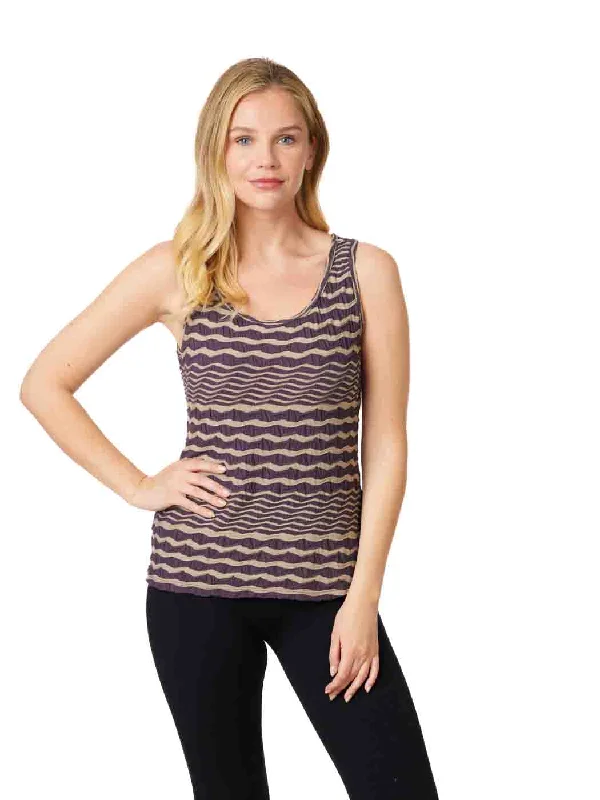 Tianello Taupe "Stripe" Knit "Heidie" Tank - Steel