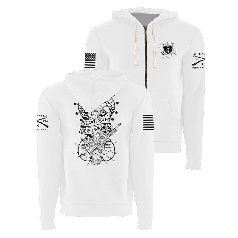 Women's Heart and Soul of a Warrior Full-Zip Hoodie - White